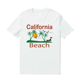 Castlebeard Hawaiian Tee For Men California Beach Tee Crew Neck 100% Cotton - WIHTE By Shawn, view 3