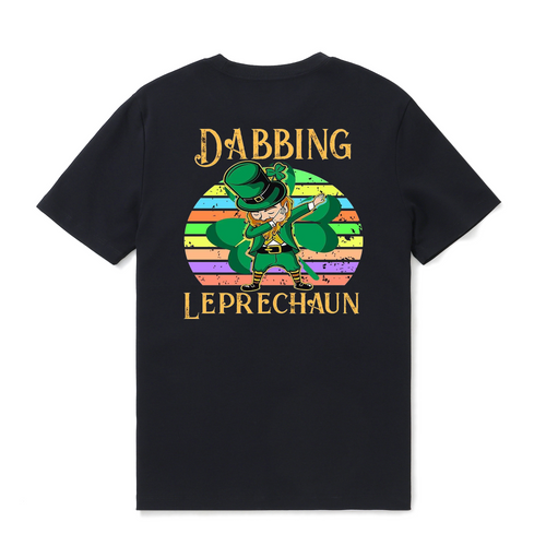 Castlebeard Hawaiian Tee For Men Dabbing Leprechaun St. Patrick'S Day Tee Crew Neck 100% Cotton - BLACK By Shawn