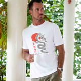 Castlebeard Hawaiian Tee For Men Dragon Dance Tee Crew Neck 100% Cotton - WHITE By Shawn, view 3