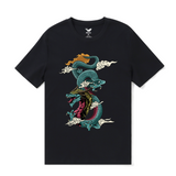 Castlebeard Hawaiian Tee For Men Dragon Soars Tee Crew Neck 100% Cotton - BLACK By Shawn, view 3