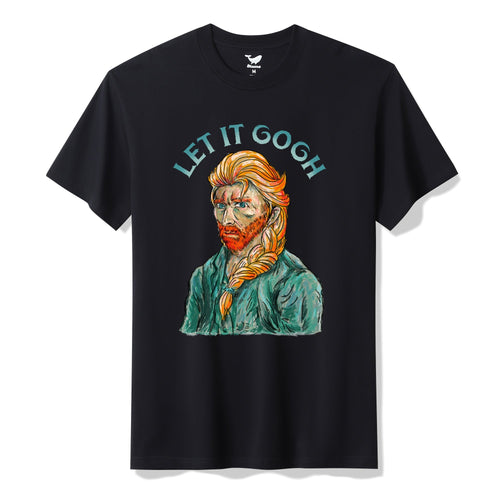Castlebeard Hawaiian Tee For Men Let It Gogh By Dina Prasetyawan Tee Crew Neck 100% Cotton - BLACK