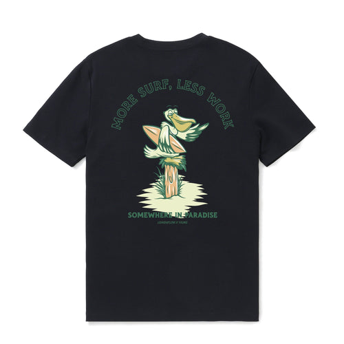 Castlebeard Hawaiian Tee For Men More Surf - Less Work By Loindaflow Tee Crew Neck 100% Cotton - BLACK By Laihha Organna