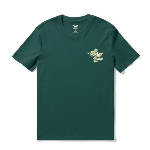 Castlebeard Hawaiian Tee For Men More Surf - Less Work By Loindaflow Tee Crew Neck 100% Cotton - DARK GREEN By Laihha Organna