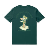 Castlebeard Hawaiian Tee For Men More Surf - Less Work By Loindaflow Tee Crew Neck 100% Cotton - DARK GREEN By Laihha Organna, view 2