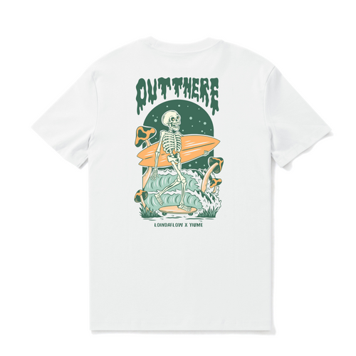 Castlebeard Hawaiian Tee For Men Out There☠️ 🌊BY LOINDAFLOW Tee Crew Neck 100% Cotton - WHITE By Laihha Organna