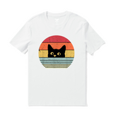 Castlebeard Hawaiian Tee For Men Retro Cute Cat Tee Crew Neck 100% Cotton - WHITE By Shawn, view 3