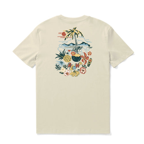 Castlebeard Hawaiian Tee For Men Sunset Palms Tee Crew Neck 100% Cotton By Cigar