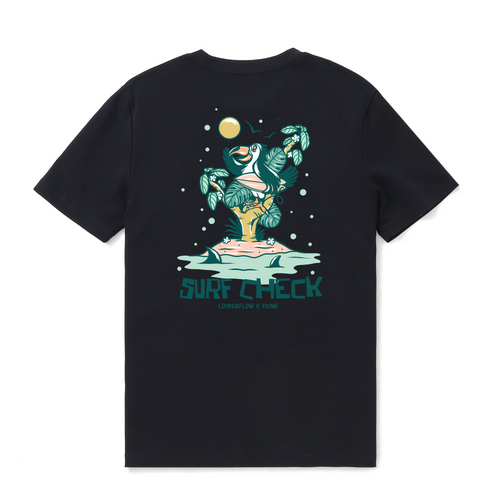 Castlebeard Hawaiian Tee For Men Surf Check By Loindaflow Tee Crew Neck 100% Cotton - BLACK By Laihha Organna
