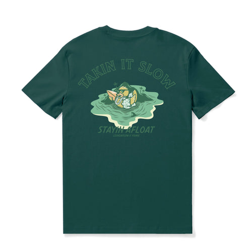 Castlebeard Hawaiian Tee For Men Takin It Slow By Loindaflow Tee Crew Neck 100% Cotton - DARK GREEN By Laihha Organna