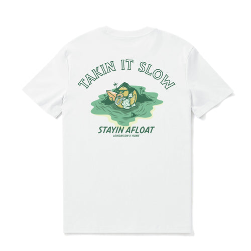 Castlebeard Hawaiian Tee For Men Takin It Slow By Loindaflow Tee Crew Neck 100% Cotton - WHITE By Laihha Organna