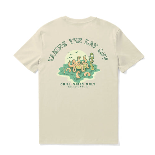 Castlebeard Hawaiian Tee For Men Taking the day off By Loindaflow Tee Crew Neck 100% Cotton - BEIGE By Laihha Organna
