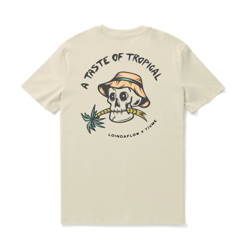Castlebeard Hawaiian Tee For Men Taste of Tropical By Loindaflow Tee Crew Neck 100% Cotton - BEIGE By Laihha Organna