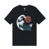 Castlebeard Hawaiian Tee For Men The Killer Wave Tee Crew Neck 100% Cotton - BLACK By Shawn, view 2