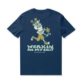 Castlebeard Hawaiian Tee For Men Working on Myself By Loindaflow Tee Crew Neck 100% Cotton - NAVY BLUE By Laihha Organna, view 2