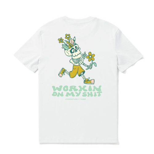 Castlebeard Hawaiian Tee For Men Working on Myself By Loindaflow Tee Crew Neck 100% Cotton - WHITE By Laihha Organna