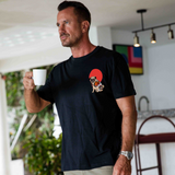 Castlebeard Hawaiian Tee For Men Yakuza Pug Tee Crew Neck 100% Cotton - BLACK By Shawn, view 2