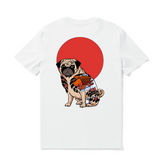 Castlebeard Hawaiian Tee For Men Yakuza Pug Tee Crew Neck 100% Cotton - WHITE By Shawn, view 2