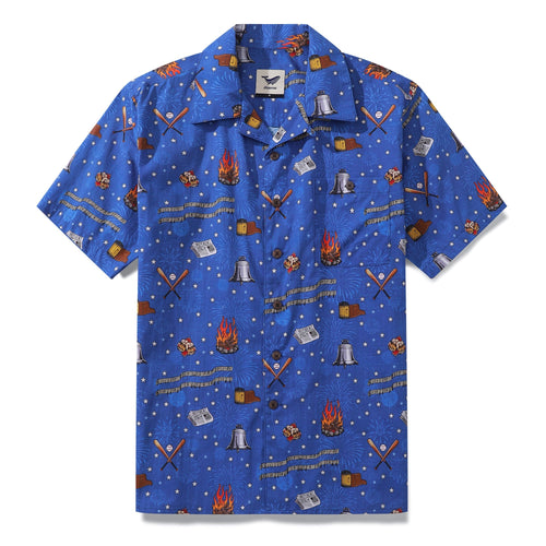 Castlebeard Independence Day Hawaiian Shirt For Men Celebrating Freedom Shirt Camp Collar 100% Cotton By Sun