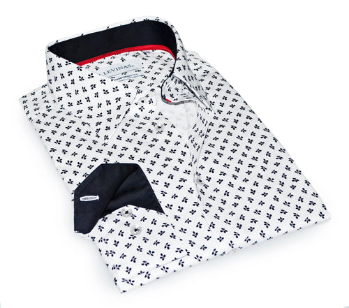 Castlebeard Jerry S  Button-Up Shirt With Contrast Details // White+Black // Contemporary Fit (Regular)- final sale