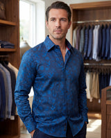 Castlebeard Jonny  Button-Up Shirt With Contrast Details // Navy // Contemporary Fit (Regular)- final sale, view 3