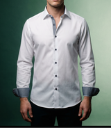 Castlebeard Joseph Button-Up Shirt With Contrast Details // White // Contemporary Fit (Regular), view 3
