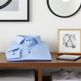Castlebeard Joshua// Cotton Knit-Stretch Button-Up Shirt With Contrast Details // Blue // Tailored Fit (Fitted), view 4