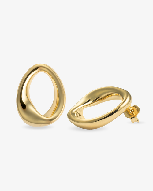 Castlebeard Kate Sculptural Open Oval Gold Statement Earrings