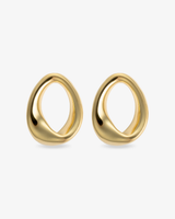 Castlebeard Kate Sculptural Open Oval Gold Statement Earrings, view 3