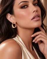 Castlebeard Kate Sculptural Open Oval Gold Statement Earrings, view 4