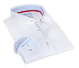 Castlebeard Kenneth// Cotton Knit-Stretch Button-Up Shirt With Contrast Details // White // Tailored Fit (Fitted), view 2