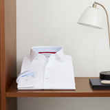 Castlebeard Kenneth// Cotton Knit-Stretch Button-Up Shirt With Contrast Details // White // Tailored Fit (Fitted), view 5