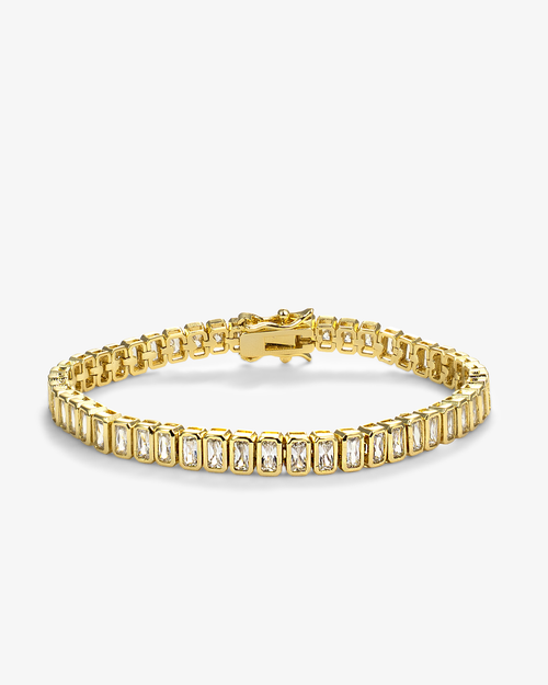 Castlebeard Laura Gold Emerald-Cut CZ Tennis Bracelet