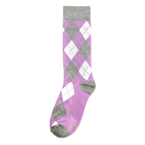 Castlebeard Lavender and Grey Argyle Socks