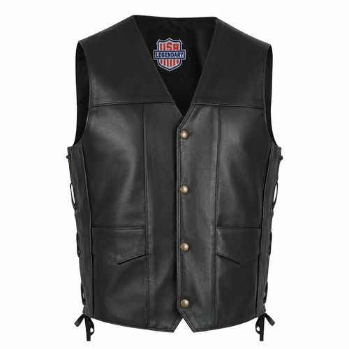 Castlebeard Legendary Dixon Men's Leather Motorcycle Vest
