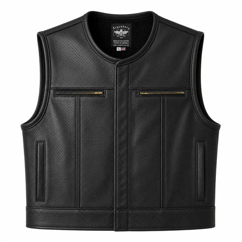 Castlebeard Legendary LowLife Z Perforated Black Leather Vest
