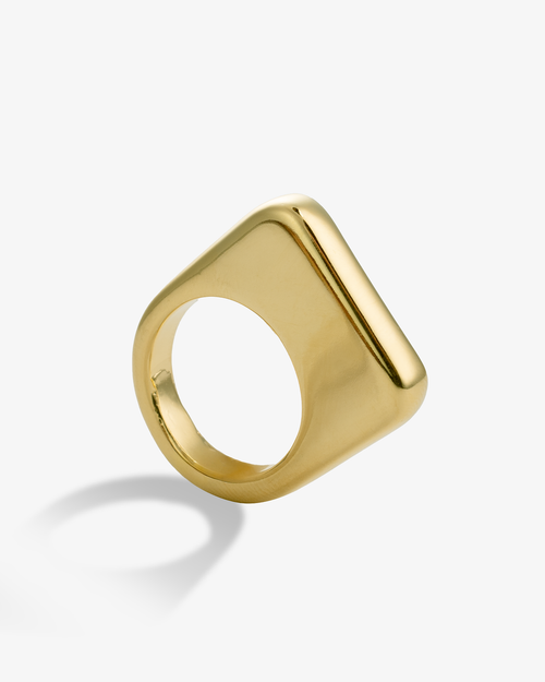 Castlebeard Lily Chunky Square Gold Signet Statement Ring