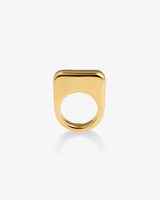 Castlebeard Lily Chunky Square Gold Signet Statement Ring, view 3