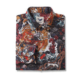 Castlebeard Long Sleeve Hawaiian Shirt For Men Tiger in the Mist Cotton Button-down Aloha Shirt By Yakima, view 2