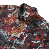 Castlebeard Long Sleeve Hawaiian Shirt For Men Tiger in the Mist Cotton Button-down Aloha Shirt By Yakima, view 3