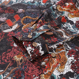 Castlebeard Long Sleeve Hawaiian Shirt For Men Tiger in the Mist Cotton Button-down Aloha Shirt By Yakima, view 4