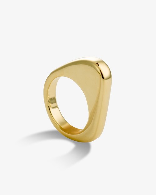 Castlebeard Luna Geometric Rounded Square Gold Statement Ring
