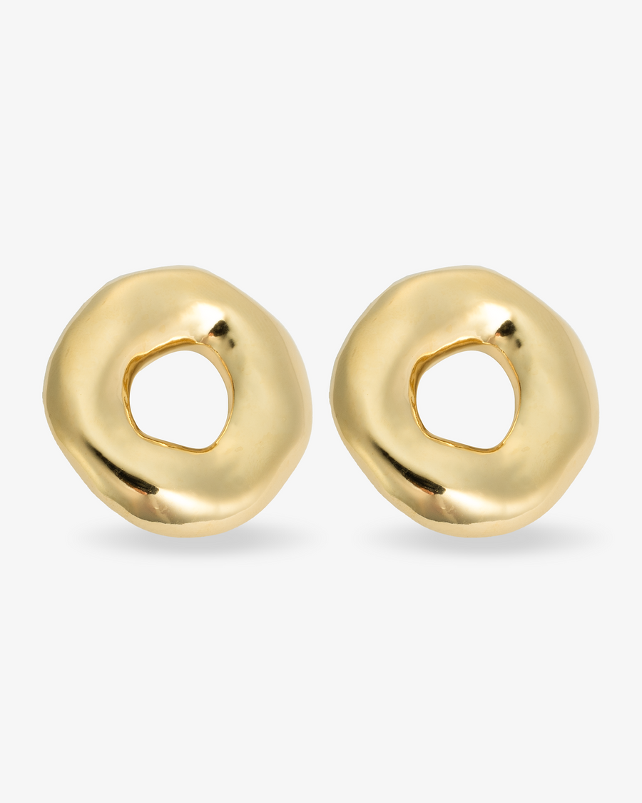 Castlebeard Mary Organic Donut Gold Statement Earrings