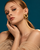 Castlebeard Mary Organic Donut Gold Statement Earrings, view 2