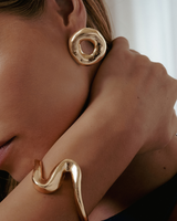 Castlebeard Mary Organic Donut Gold Statement Earrings, view 4