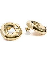 Castlebeard Mary Organic Donut Gold Statement Earrings, view 5