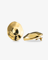 Castlebeard Mayara Oversized Organic Gold Stud Earrings, view 3