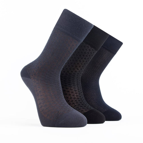 Castlebeard Men’s Bamboo Dress Socks 3-Pack, Ribbed, Slate & Navy