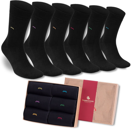 Castlebeard Men’s Bamboo Trouser Socks 6-Pack, All Black