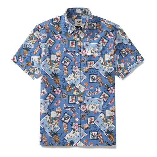 Castlebeard Men's 1970s Vintage Hawaiian Shirt Button-down Short Sleeve Aloha Beach Shirt By Amy