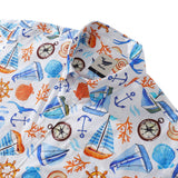 Castlebeard Men's 1970s Vintage Hawaiian Shirt Sailing Adventure Print Cotton Button-down By Julia Madoka, view 2